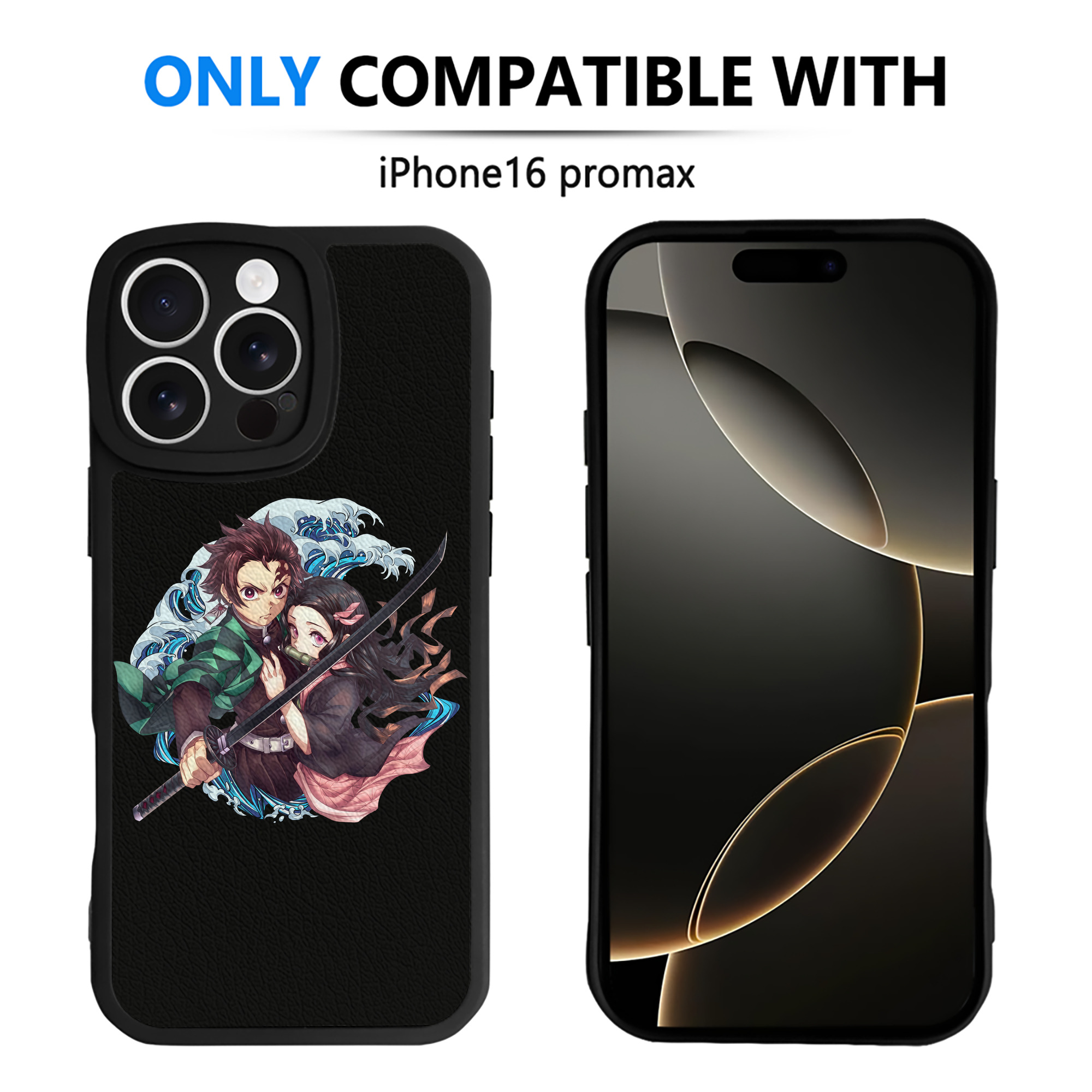 （画像用） 鬼滅の刃（きめつのやいば）竈門 禰󠄀豆子／かまど ねずこ Kamado Nezuko 【iPhone 16シリーズ対応】シリコンスマホケース（レザー調） 材質：シリコン